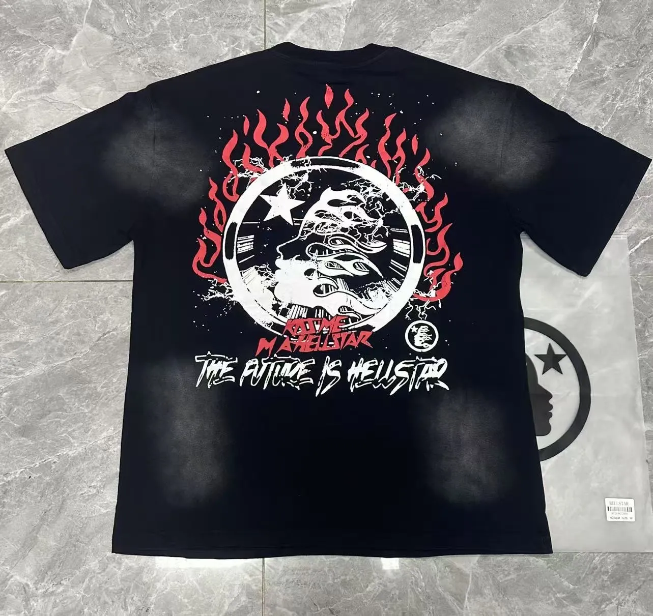 P124 Hellstar Hellstar Cross-border European and American style street fashion brand pure cotton T-shirt Fabric (fabric): 32 counts 250g washed combed double yarn pure cotton Size (size): S-M- L- X L Color (colour): Washed black (spray Ma Liu)