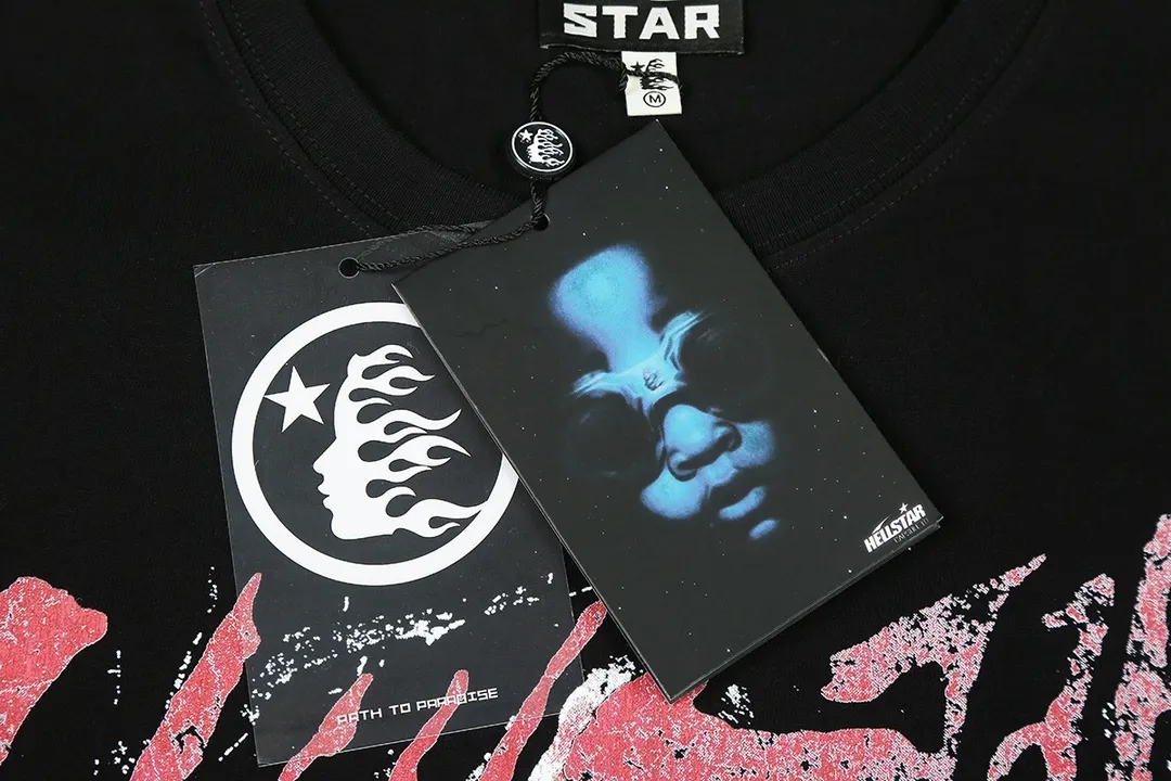 6628# P108 Hellstar American fashion high street pure cotton loose short-sleeved T-shirt Color: White Black Size: S M L XL