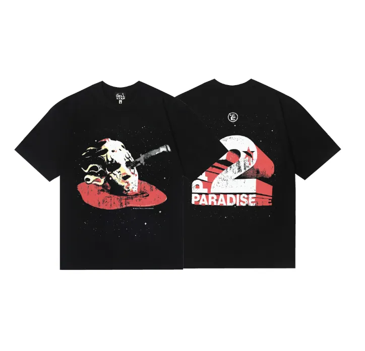 6787# P112 Hellstar American fashion high street pure cotton loose short-sleeved T-shirt Color: Black Size: S M L XL