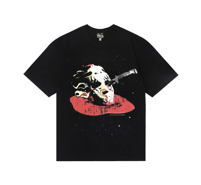 6787# P112 Hellstar American fashion high street pure cotton loose short-sleeved T-shirt Color: Black Size: S M L XL