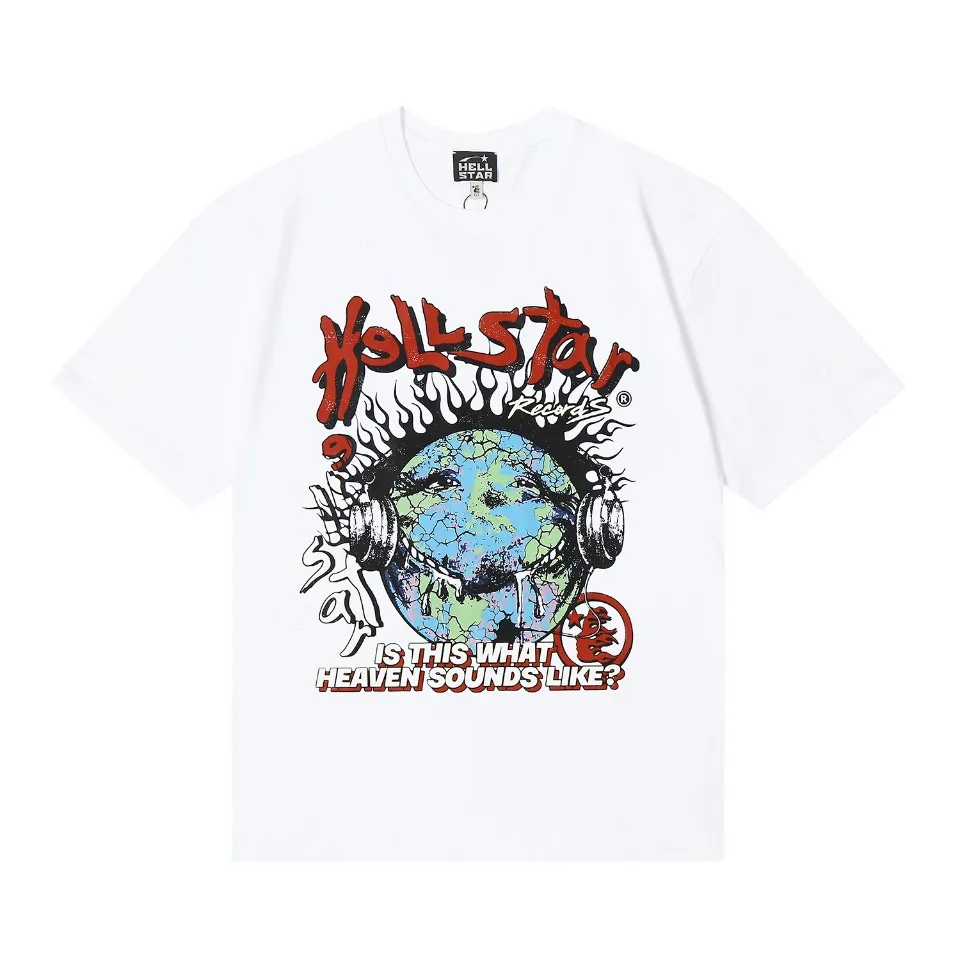6607# P116 Hellstar short-sleeved Hellstar Rapper star fashion brand American fashion print high street retro T-shirt Color: White Black Apricot Size: S M L XL