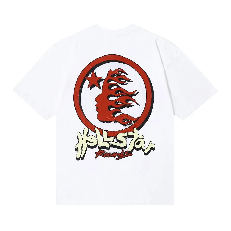 6607# P116 Hellstar short-sleeved Hellstar Rapper star fashion brand American fashion print high street retro T-shirt Color: White Black Apricot Size: S M L XL