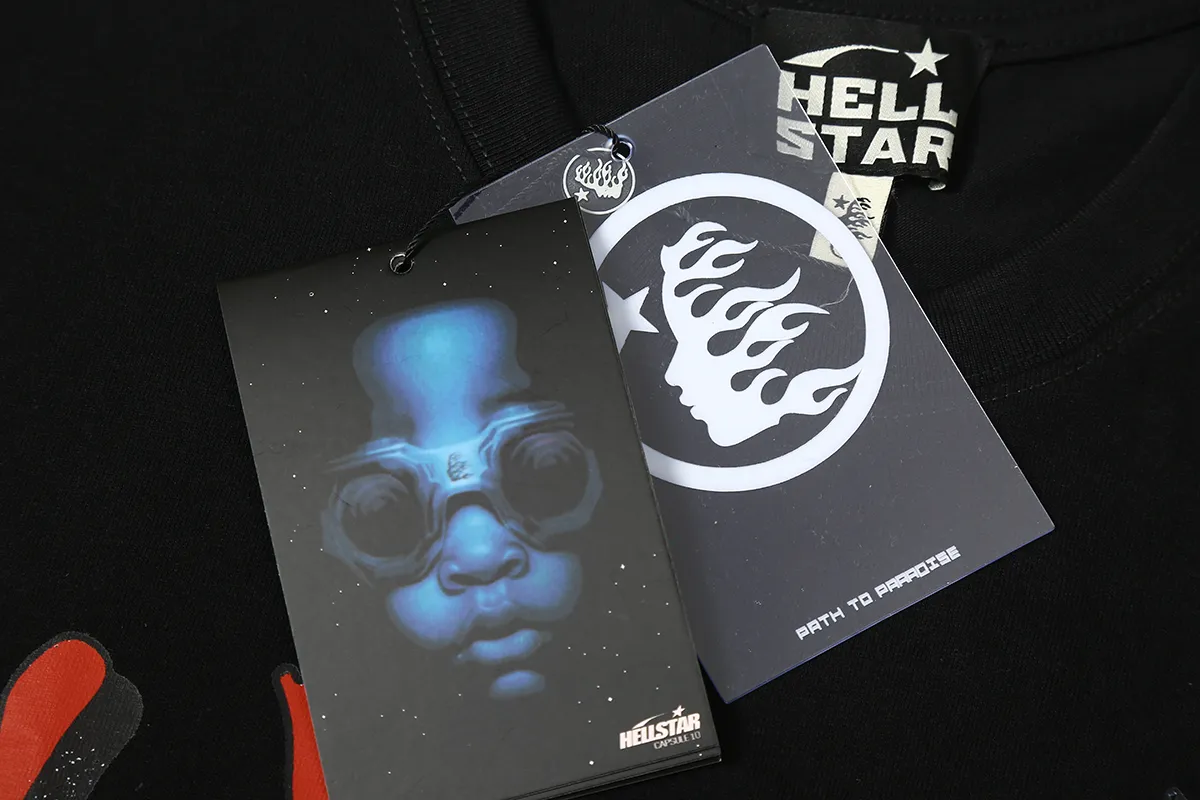 6607# P116 Hellstar short-sleeved Hellstar Rapper star fashion brand American fashion print high street retro T-shirt Color: White Black Apricot Size: S M L XL