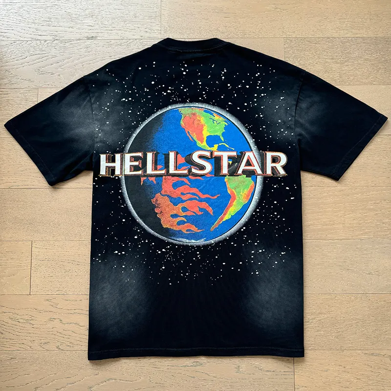 P126 Washed Black Real Shot Hellstar Hellstar Washed Retro Fashion Printed Short-Sleeved T-shirt Fabric: 250g 32 count fine cotton double yarn pure cotton Color: Washed Black Size: S M L XL
