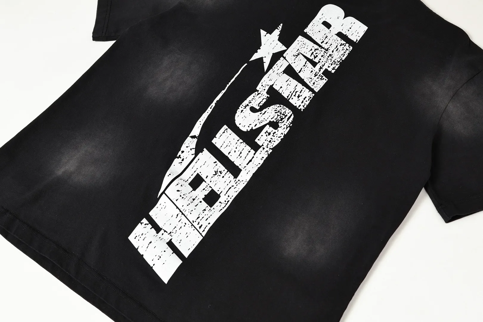 P124 Real-stock high-definition Hellstar Cross-border European and American style street brand pure cotton T-shirt Fabric (fabric): 32 pieces of 250g washed combed double yarn pure cotton Size (size): S-M- L- X L Color (colour): washed black/washed gray 👉