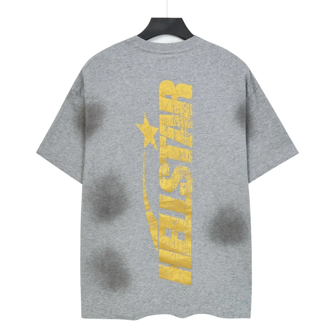 P124 Real-stock high-definition Hellstar Cross-border European and American style street brand pure cotton T-shirt Fabric (fabric): 32 pieces of 250g washed combed double yarn pure cotton Size (size): S-M- L- X L Color (colour): washed black/washed gray 👉