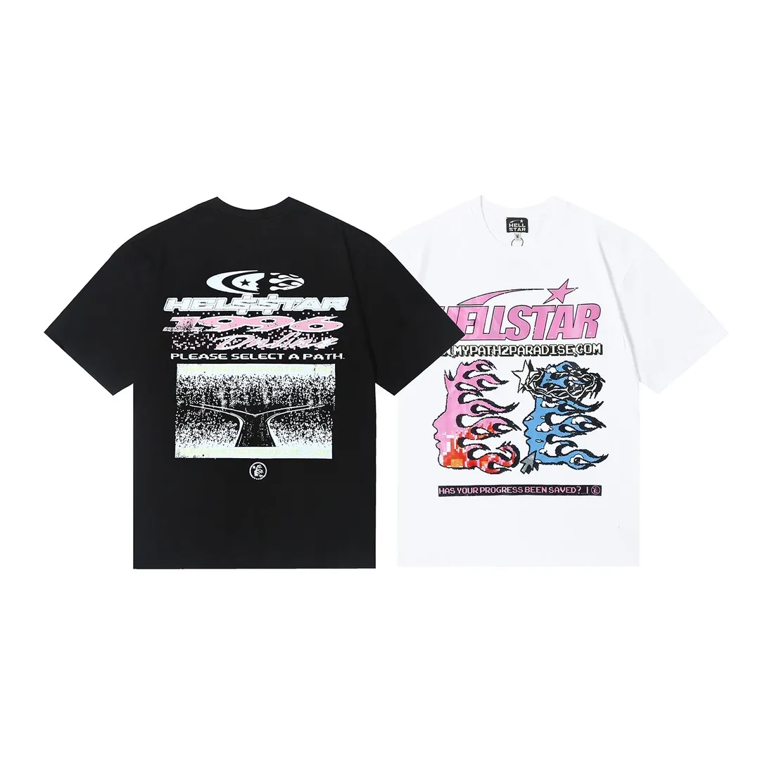 6639# P116 Hellstar American fashion high street pure cotton loose short-sleeved T-shirt Color: White Black Size: S M L XL