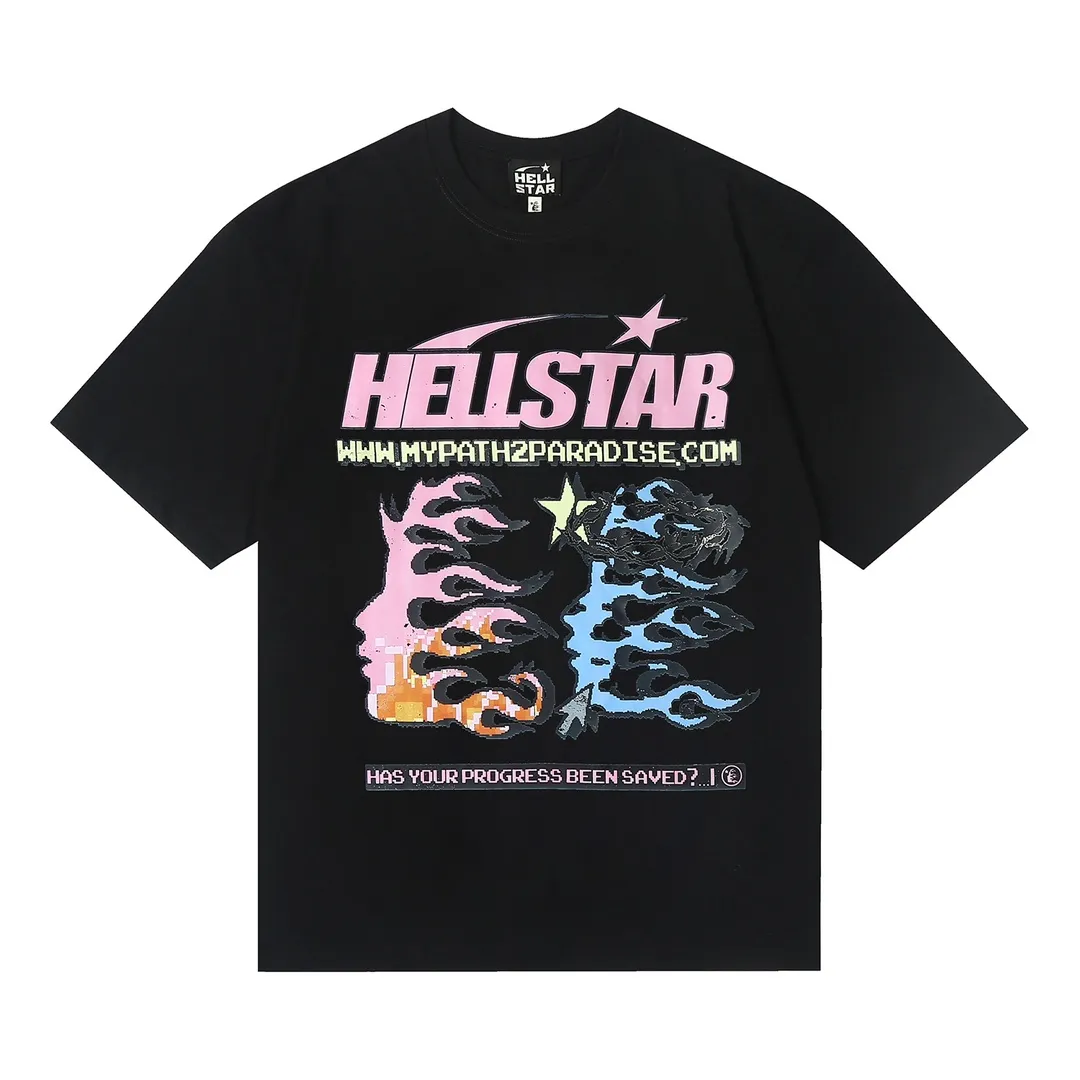6639# P116 Hellstar American fashion high street pure cotton loose short-sleeved T-shirt Color: White Black Size: S M L XL