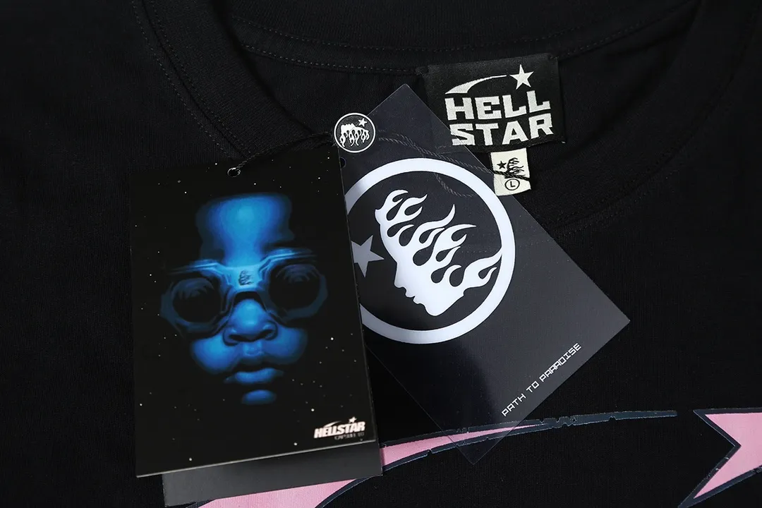 6639# P116 Hellstar American fashion high street pure cotton loose short-sleeved T-shirt Color: White Black Size: S M L XL