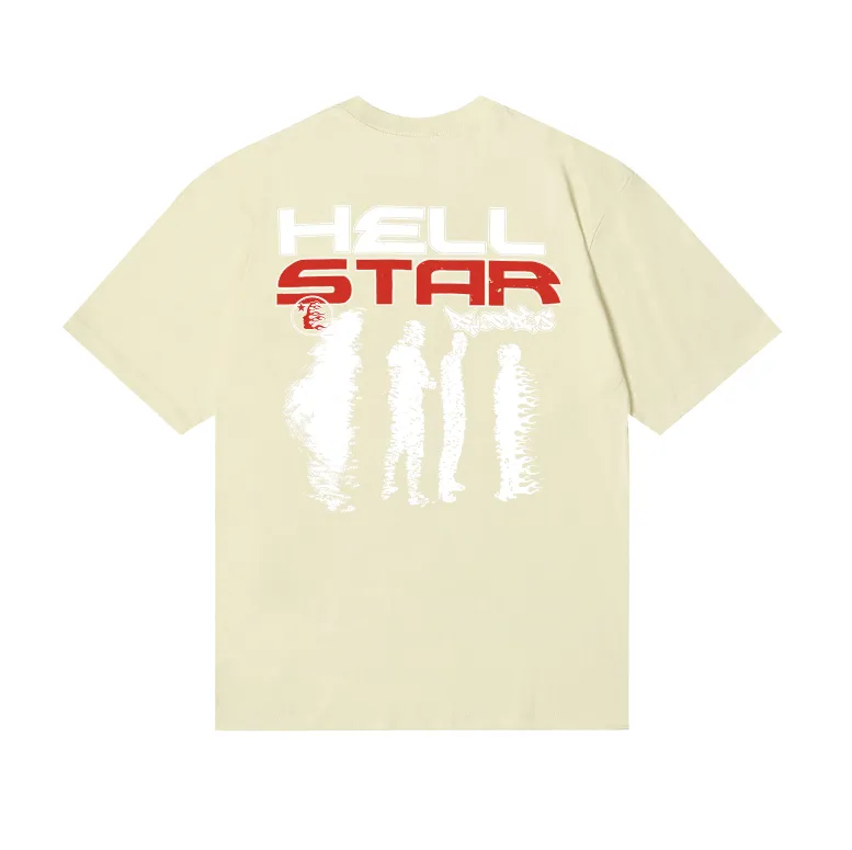 6677# P116 Hellstar American fashion high street pure cotton loose short-sleeved T-shirt Color: White Black Apricot Code Number: S M L XL