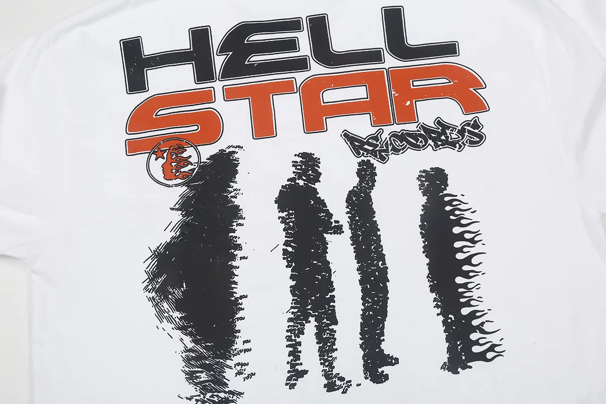 6677# P116 Hellstar American fashion high street pure cotton loose short-sleeved T-shirt Color: White Black Apricot Code Number: S M L XL