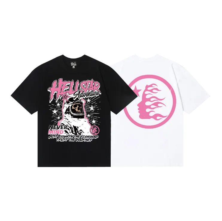 6769# P116 Hellstar American fashion high street pure cotton loose short-sleeved T-shirt Color: White Black Size: S M L XL