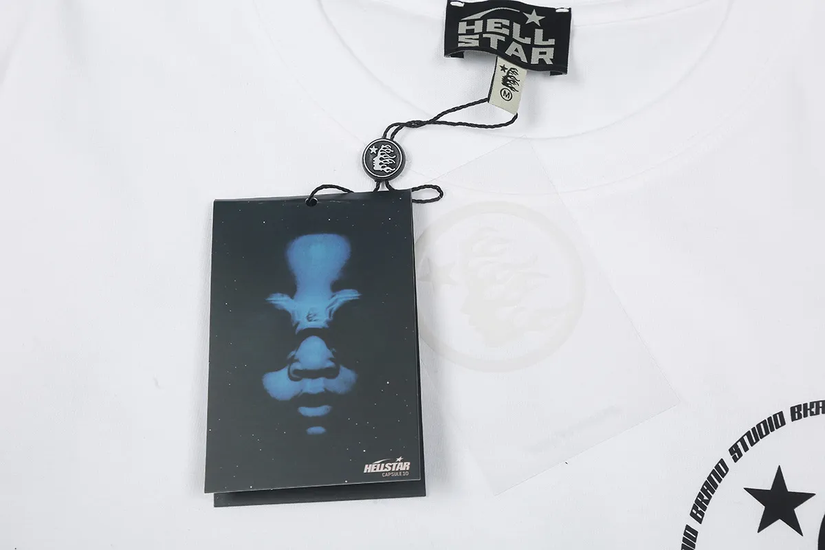 6672# P112 Hellstar American fashion high street pure cotton loose short-sleeved T-shirt Color: White Black Size: S M L XL
