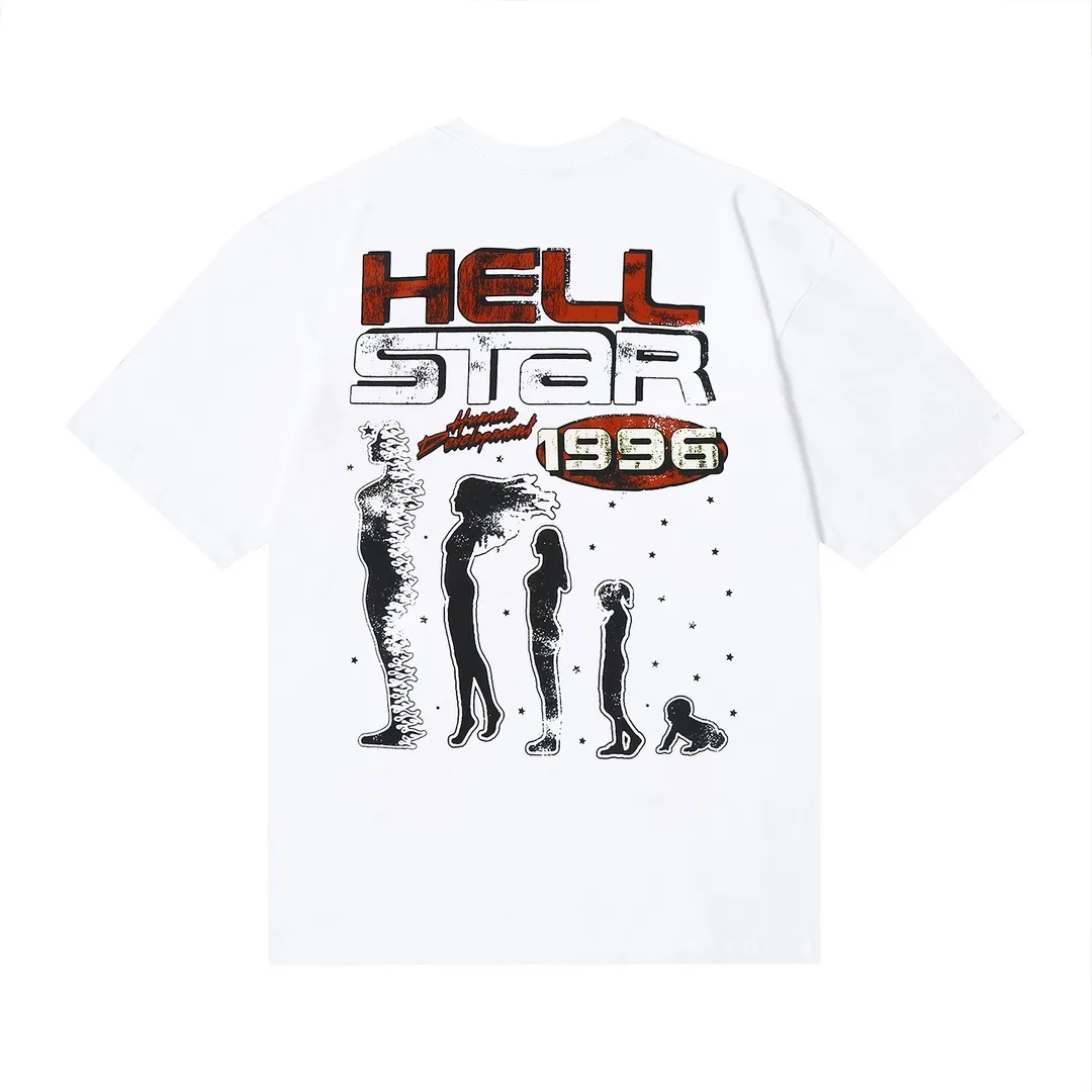 6619# P116 Hellstar American fashion high street pure cotton loose short-sleeved T-shirt Color: White Apricot Black Size: S M L XL