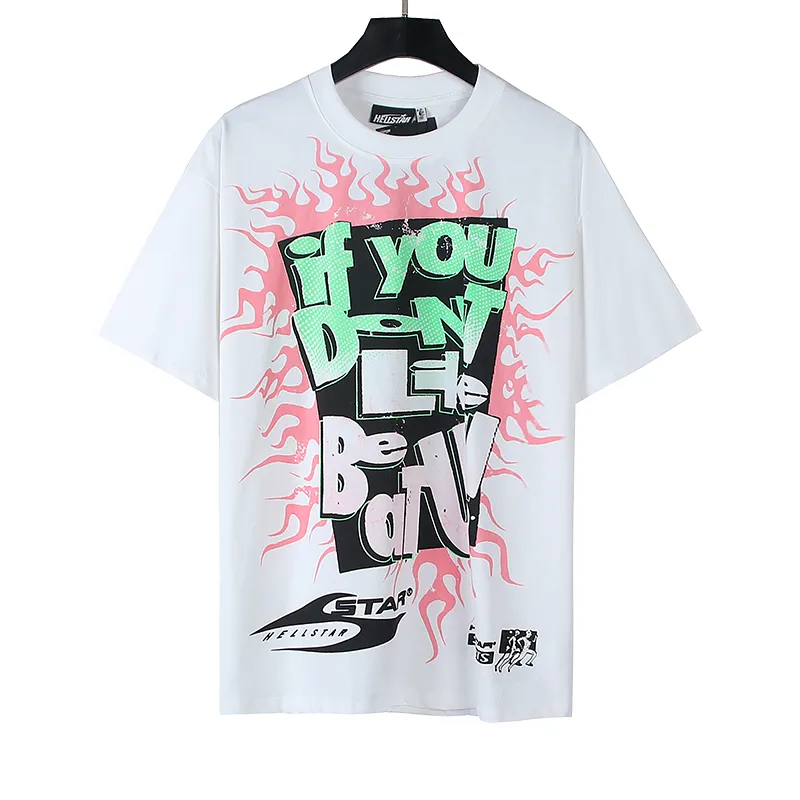 P110 5621# Real shot Hellstar Meichao high street pure cotton loose short-sleeved T-shirt Fabric: 240g 32 count fine cotton double yarn pure cotton Color: White Size: S M L XL