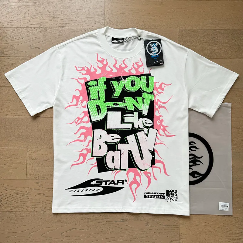 P110 5621# Real shot Hellstar Meichao high street pure cotton loose short-sleeved T-shirt Fabric: 240g 32 count fine cotton double yarn pure cotton Color: White Size: S M L XL