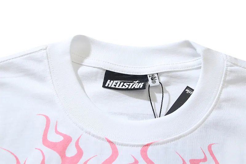P110 5621# Real shot Hellstar Meichao high street pure cotton loose short-sleeved T-shirt Fabric: 240g 32 count fine cotton double yarn pure cotton Color: White Size: S M L XL