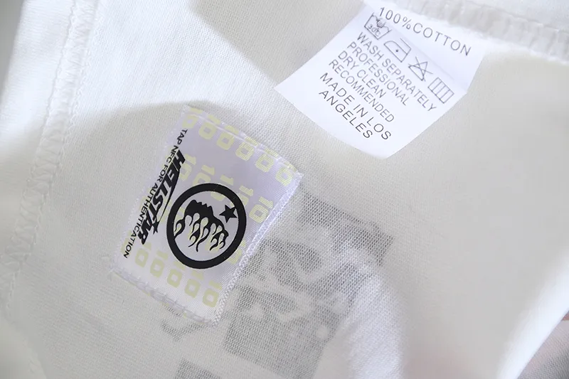 P110 5621# Real shot Hellstar Meichao high street pure cotton loose short-sleeved T-shirt Fabric: 240g 32 count fine cotton double yarn pure cotton Color: White Size: S M L XL
