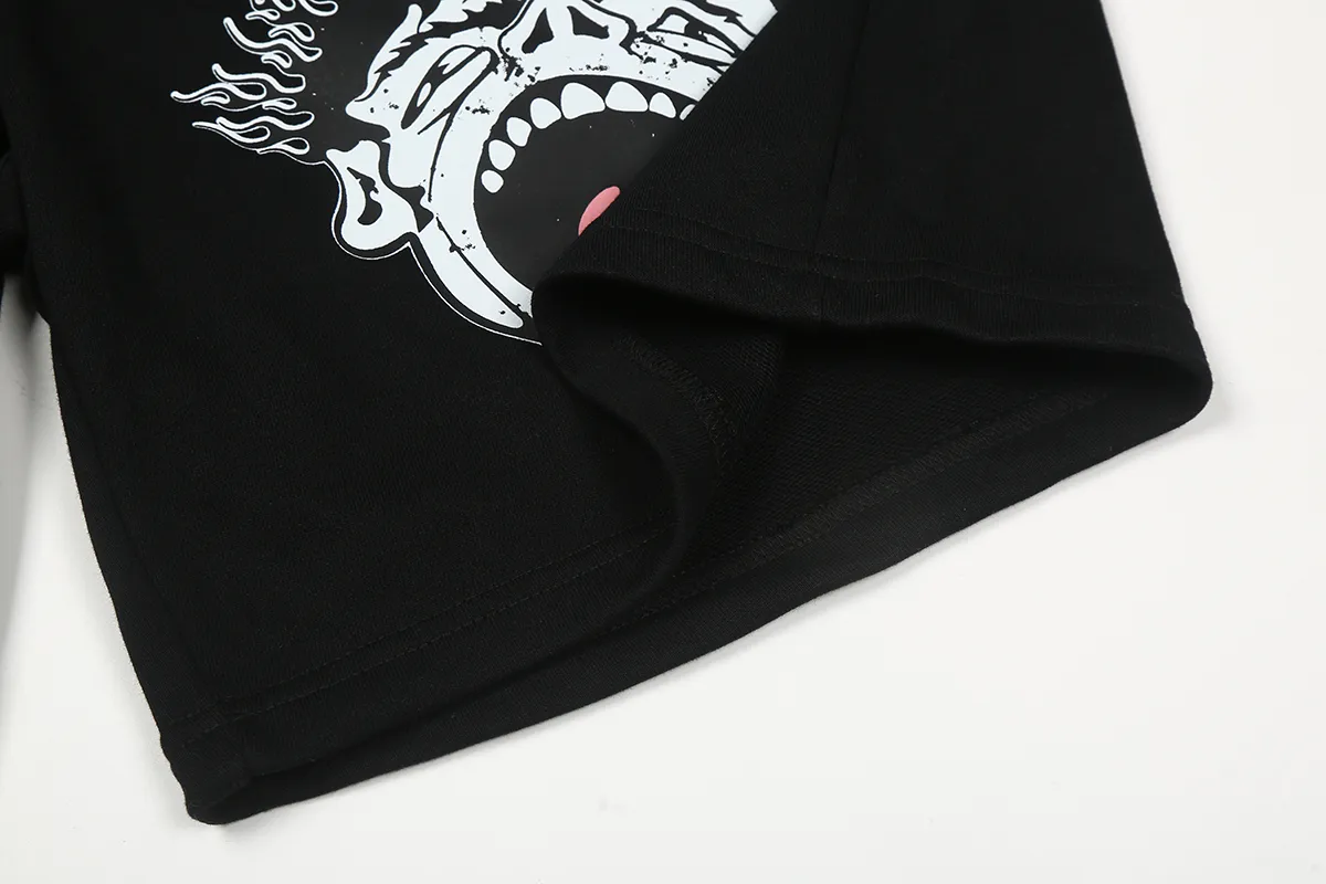 1101# P150 Hellstar pure cotton terry 350g printed casual shorts Color: black floral gray Size: S M L XL
