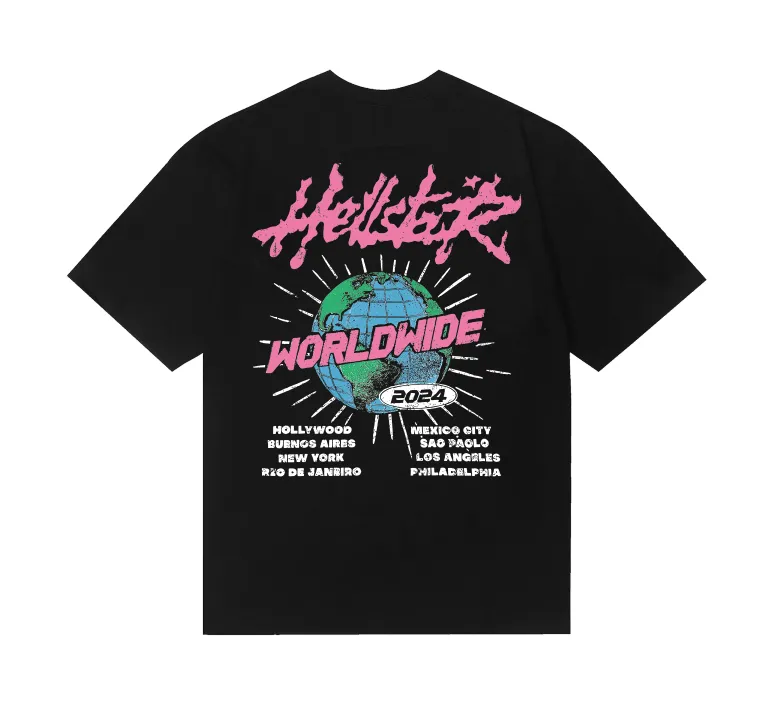 6765# P116 Hellstar American fashion high street pure cotton loose short-sleeved T-shirt Color: Black Size: S M L XL
