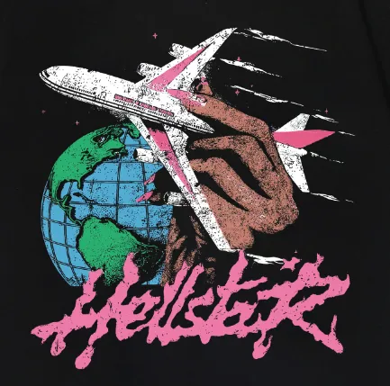 6765# P116 Hellstar American fashion high street pure cotton loose short-sleeved T-shirt Color: Black Size: S M L XL