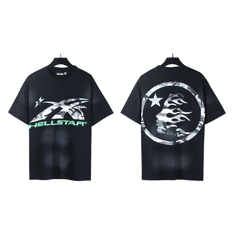 P126 6755#washed black Real shot Hellstar washed retro beauty trendy printed short-sleeved T-shirt Fabric: 250g 32 count fine cotton double yarn pure cotton Color: washed black Size: S M L XL