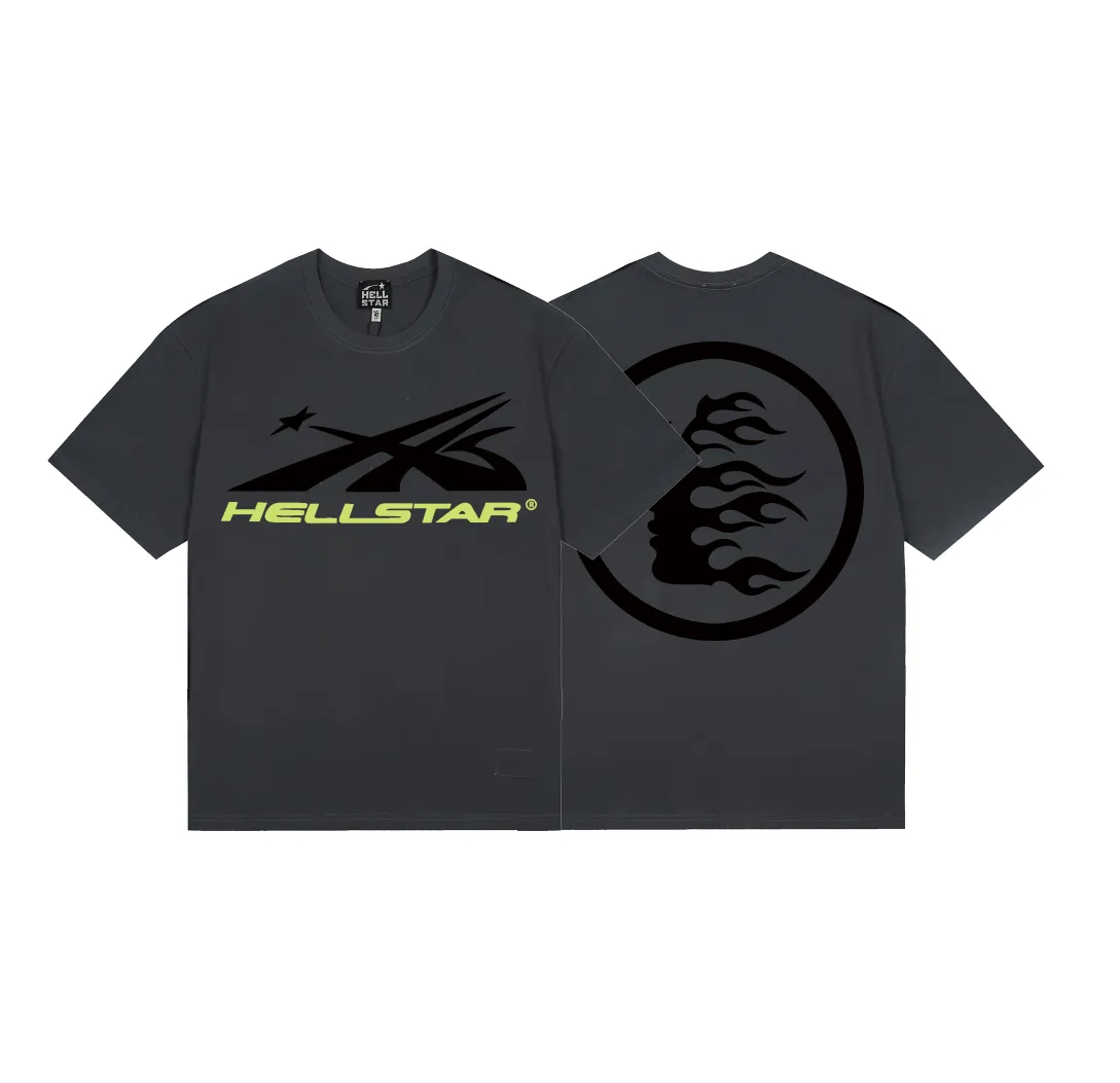 6835# P112 Hellstar American fashion high street pure cotton loose short-sleeved T-shirt Color: Gray Size: S M L XL