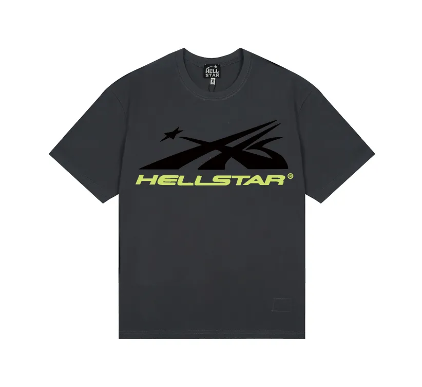 6835# P112 Hellstar American fashion high street pure cotton loose short-sleeved T-shirt Color: Gray Size: S M L XL