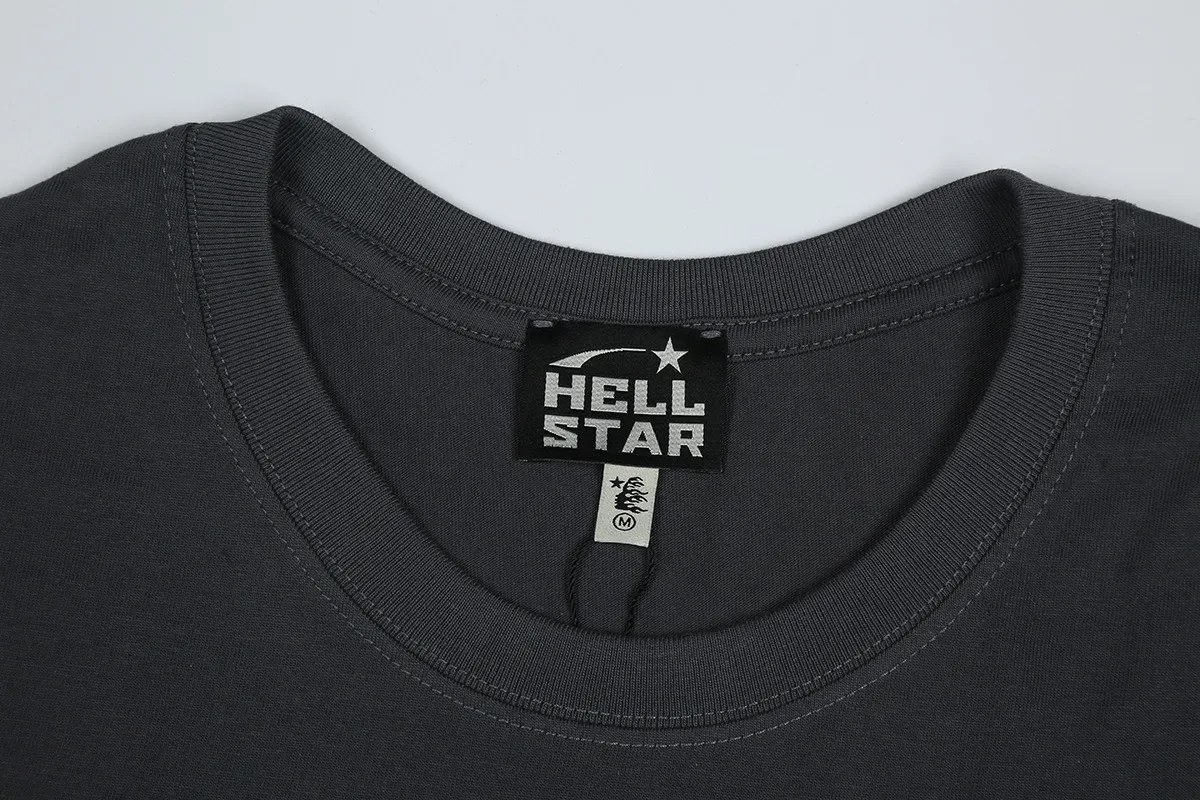 6835# P112 Hellstar American fashion high street pure cotton loose short-sleeved T-shirt Color: Gray Size: S M L XL