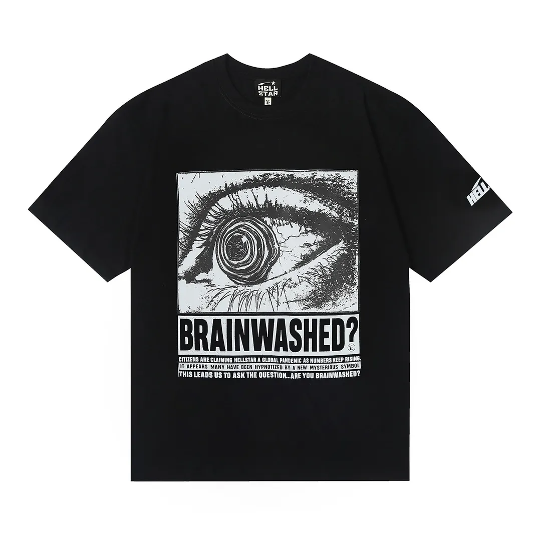 6655# P112 Hellstar American fashion high street pure cotton loose short-sleeved T-shirt Color: White Black Size: S M L XL