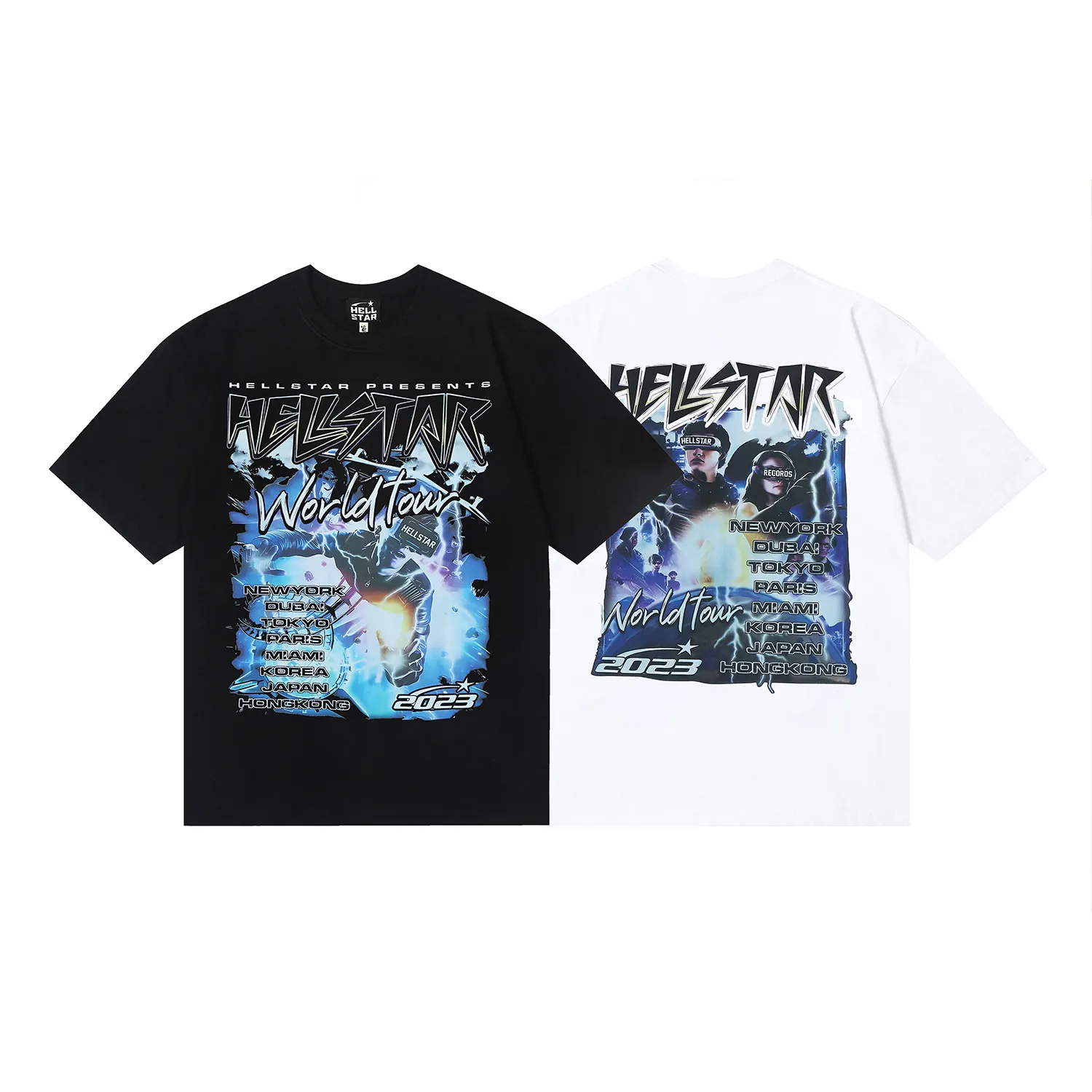 6664# P116 Hellstar American fashion high street pure cotton loose short-sleeved T-shirt Color: White Black Size: S M L XL