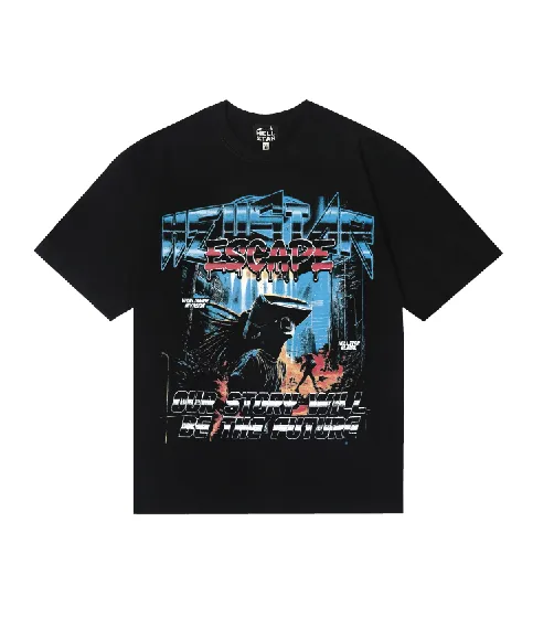 6812# P116 Hellstar American fashion high street pure cotton loose short-sleeved T-shirt Color: Black Dark Coffee Size: S M L XL