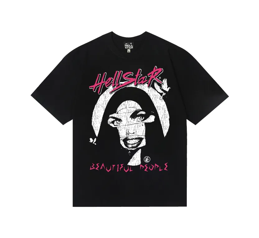 6716# P116 Hellstar American fashion high street pure cotton loose short-sleeved T-shirt Color: Gray Black Size: S M L XL
