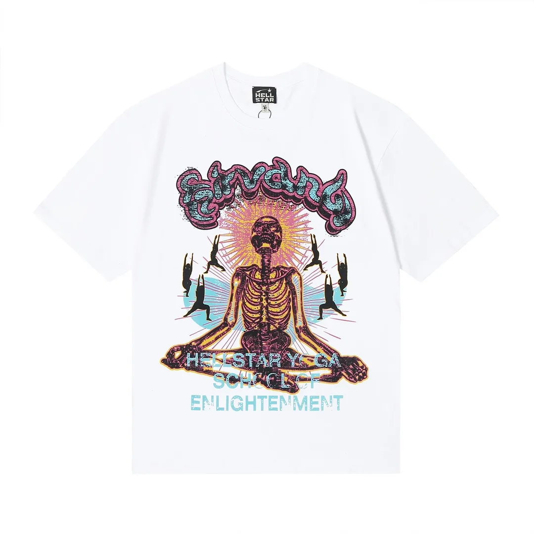6621# P116 Hellstar American fashion high street pure cotton loose short-sleeved T-shirt Color: White Black Size: S M L XL