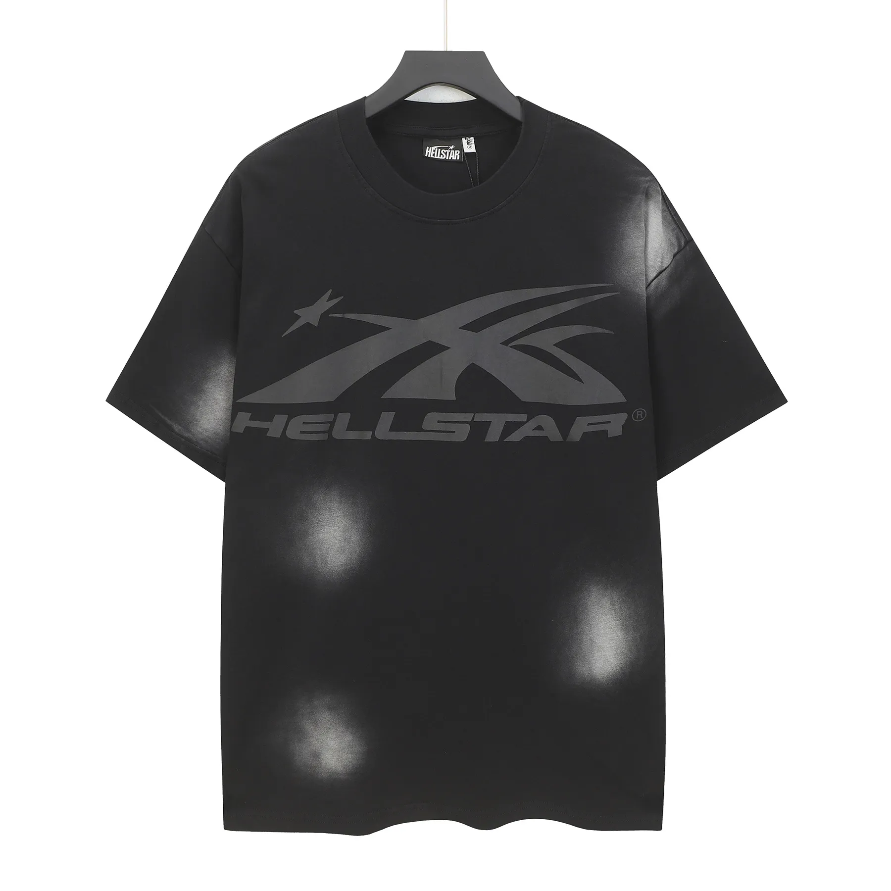 P124 Hellstar Hellstar Cross-border European and American style street fashion brand pure cotton T-shirt Fabric (fabric): 32 counts 250g washed combed double yarn pure cotton Size (size): S-M- L- X L Color (colour): Washed black (spray Ma Liu)