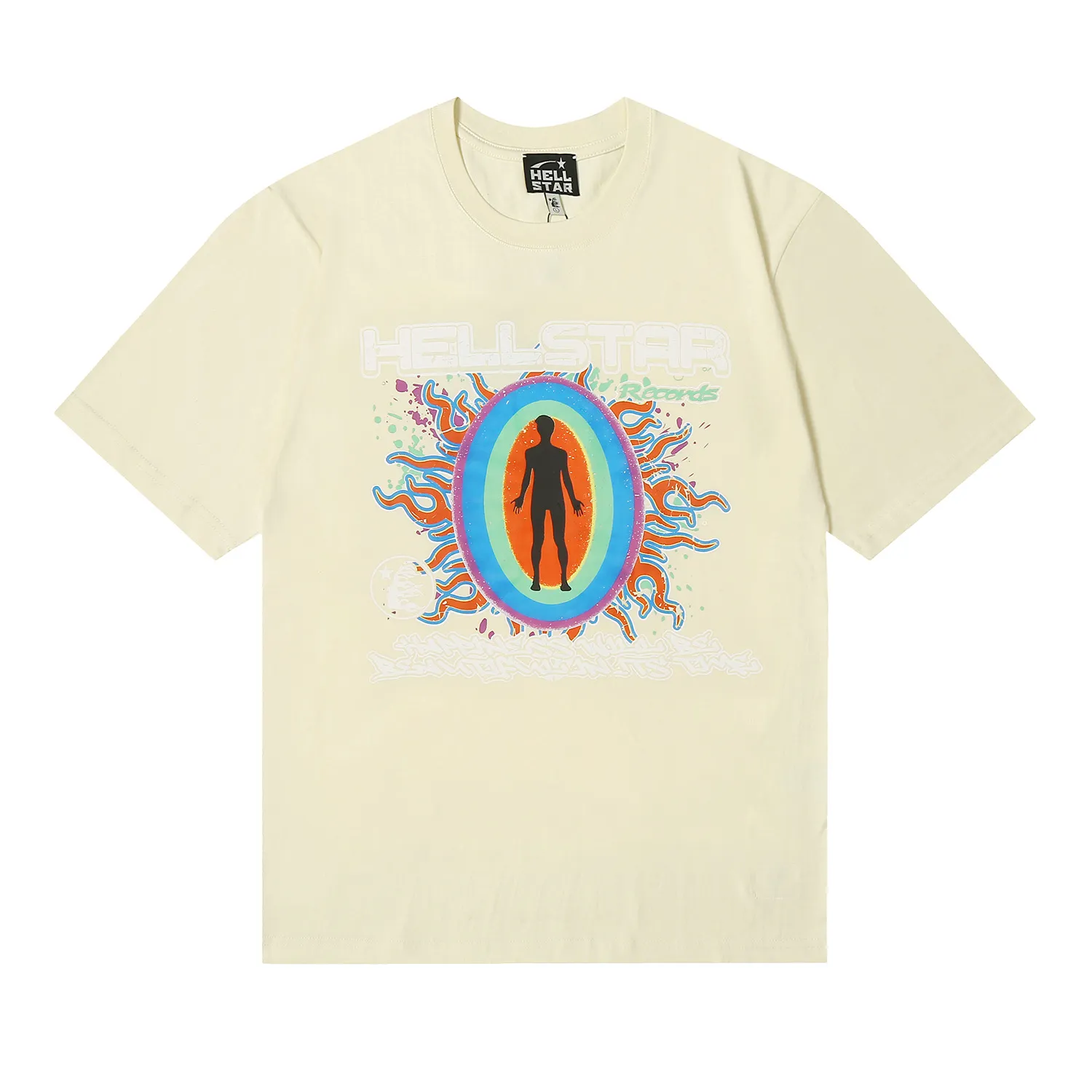 6631# P112 Hellstar American fashion high street pure cotton loose short-sleeved T-shirt Color: White Black Apricot Code Number: S M L XL