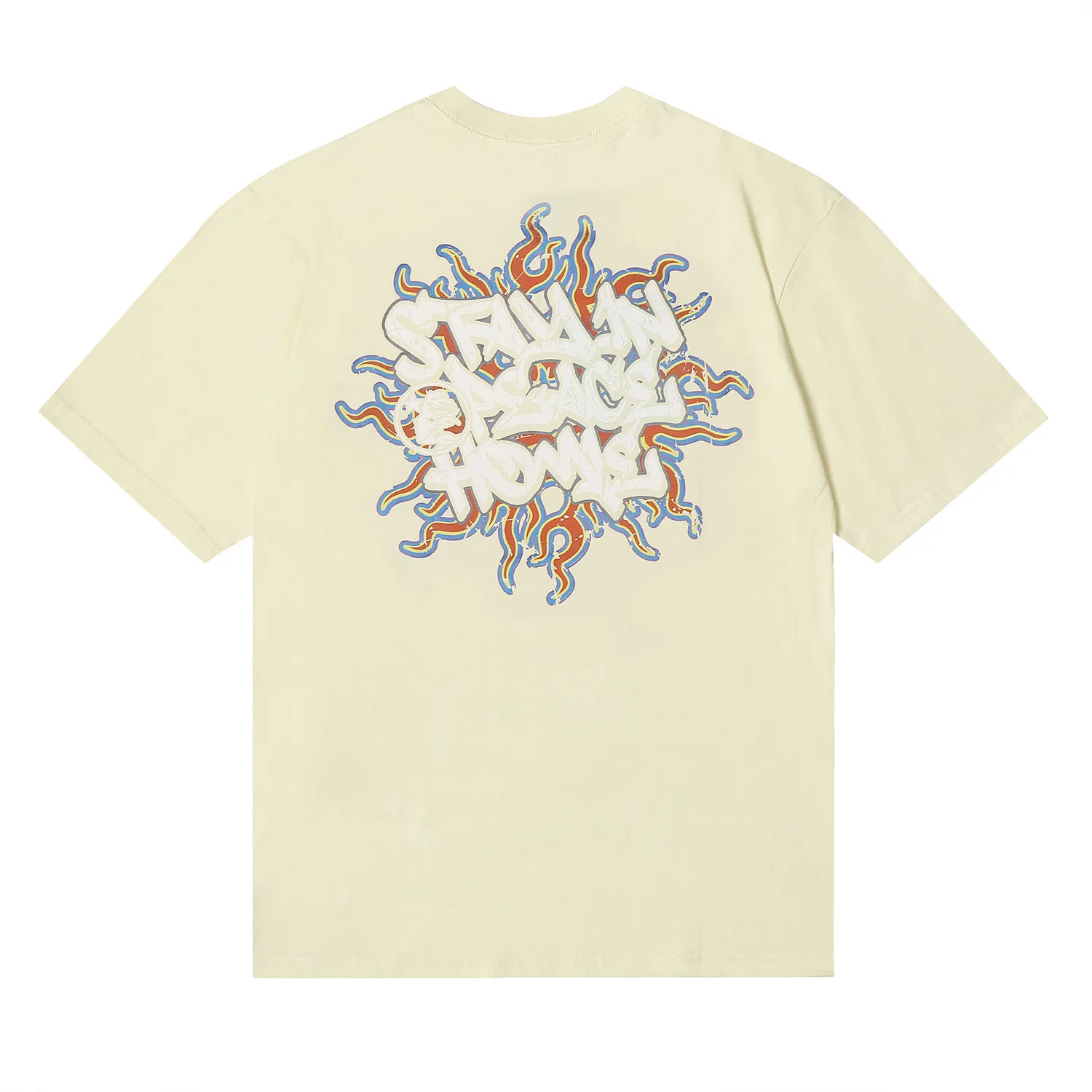 6631# P112 Hellstar American fashion high street pure cotton loose short-sleeved T-shirt Color: White Black Apricot Code Number: S M L XL