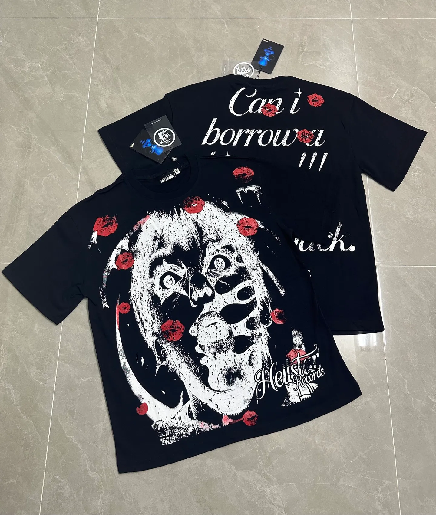 P108 780# black / white I Real stock Hellstar Cross-border European and American style, street fashion brand pure cotton T-shirt Fabric (fabric): 32 counts of 240g heavy combed double yarn pure cotton Size (size): S-M- L- X L Color (colour): white/black