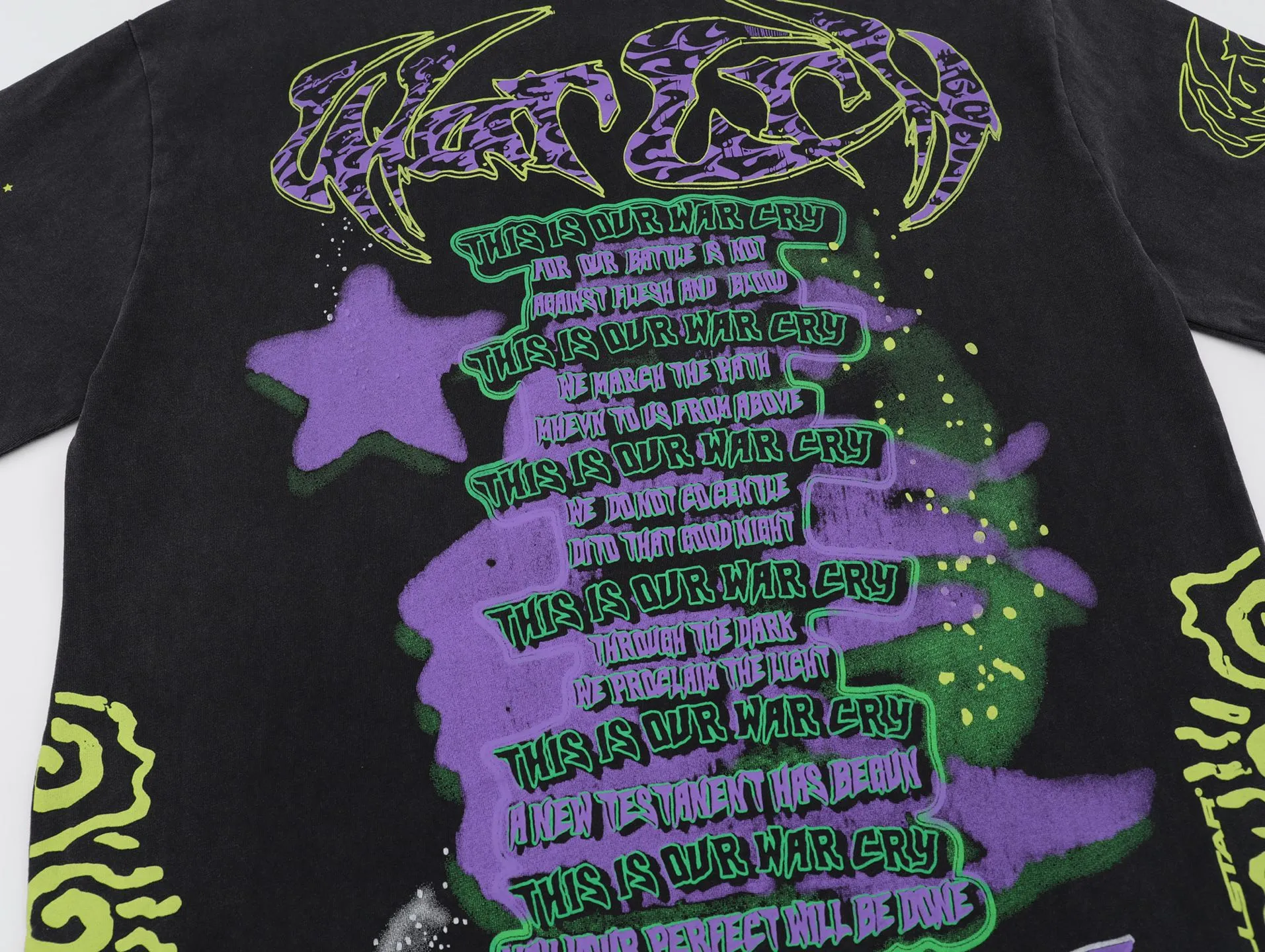 P134 HELLSTAR Washed and Distressed Retro Portrait Printed Hip-Hop Loose Short-Sleeved T-shirt The new hot beauty trend Hellstar!  Standard beauty and trendy workmanship, original customization (fabric, pattern, printing, hangtag, main mark, etc.), exaggerated style, explosive style, dare to break through tradition, bring adventurous new fashion experience!   YoungBoy, the most popular rapper in the youth circle, has shot a lot of models for him, and celebrities such as Dababy and Swae Lee frequently get dressed!  color: black Size: S, M, L, XL
