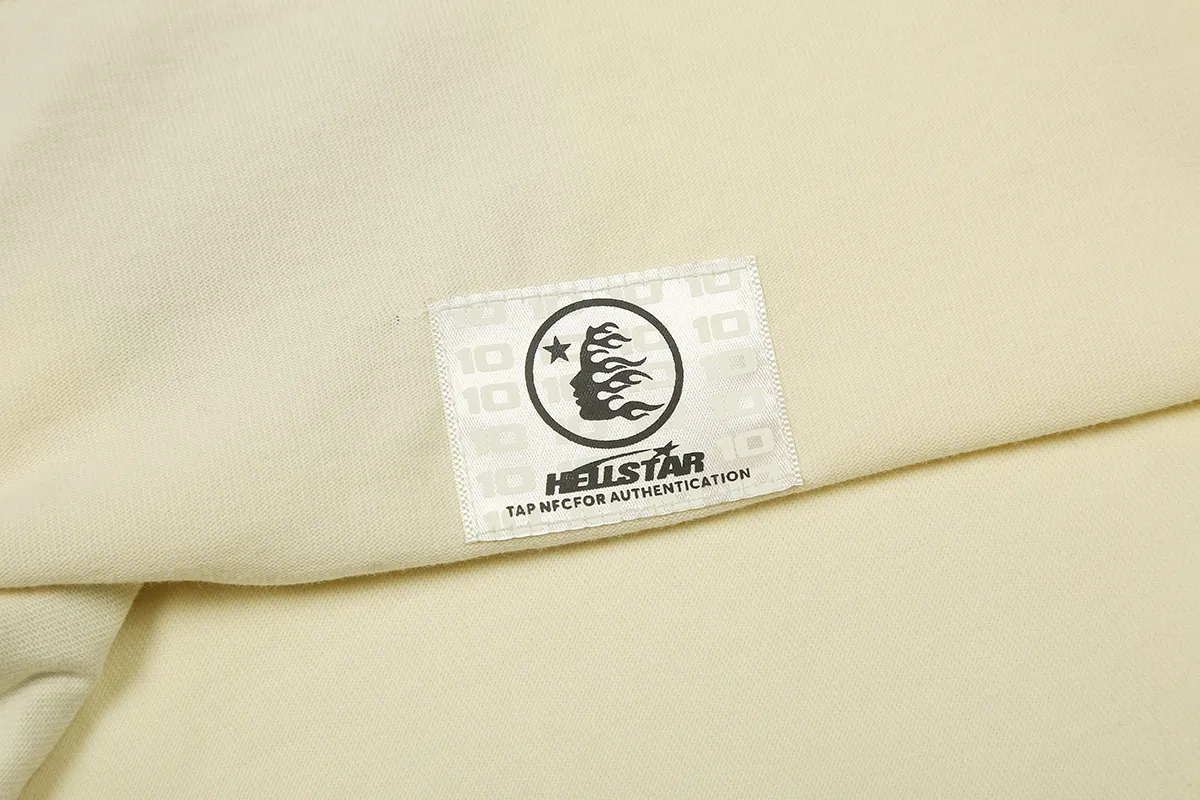 6838# P116 Hellstar American fashion high street pure cotton loose short-sleeved T-shirt Color: White Apricot Code Number: S M L XL