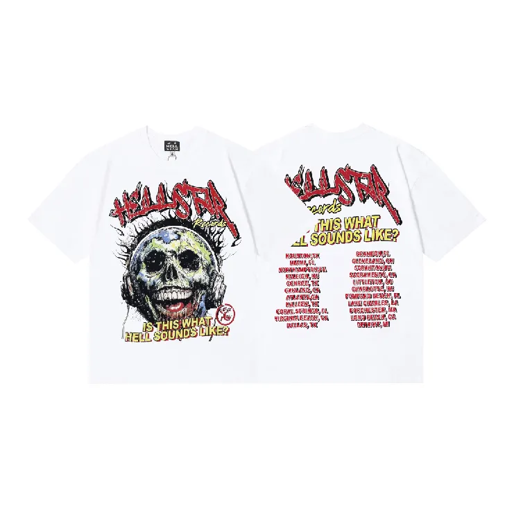 6811# P116 Hellstar American fashion high street pure cotton loose short-sleeved T-shirt Color: White Size: S M L XL
