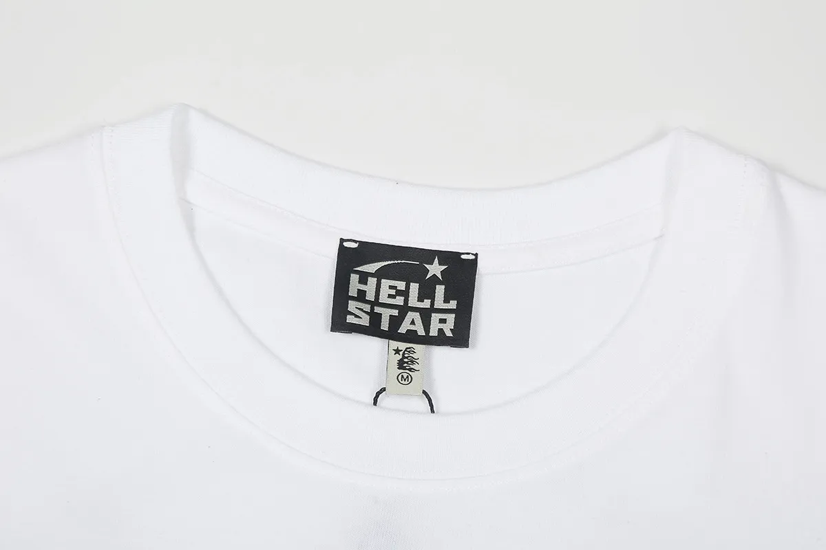 6811# P116 Hellstar American fashion high street pure cotton loose short-sleeved T-shirt Color: White Size: S M L XL