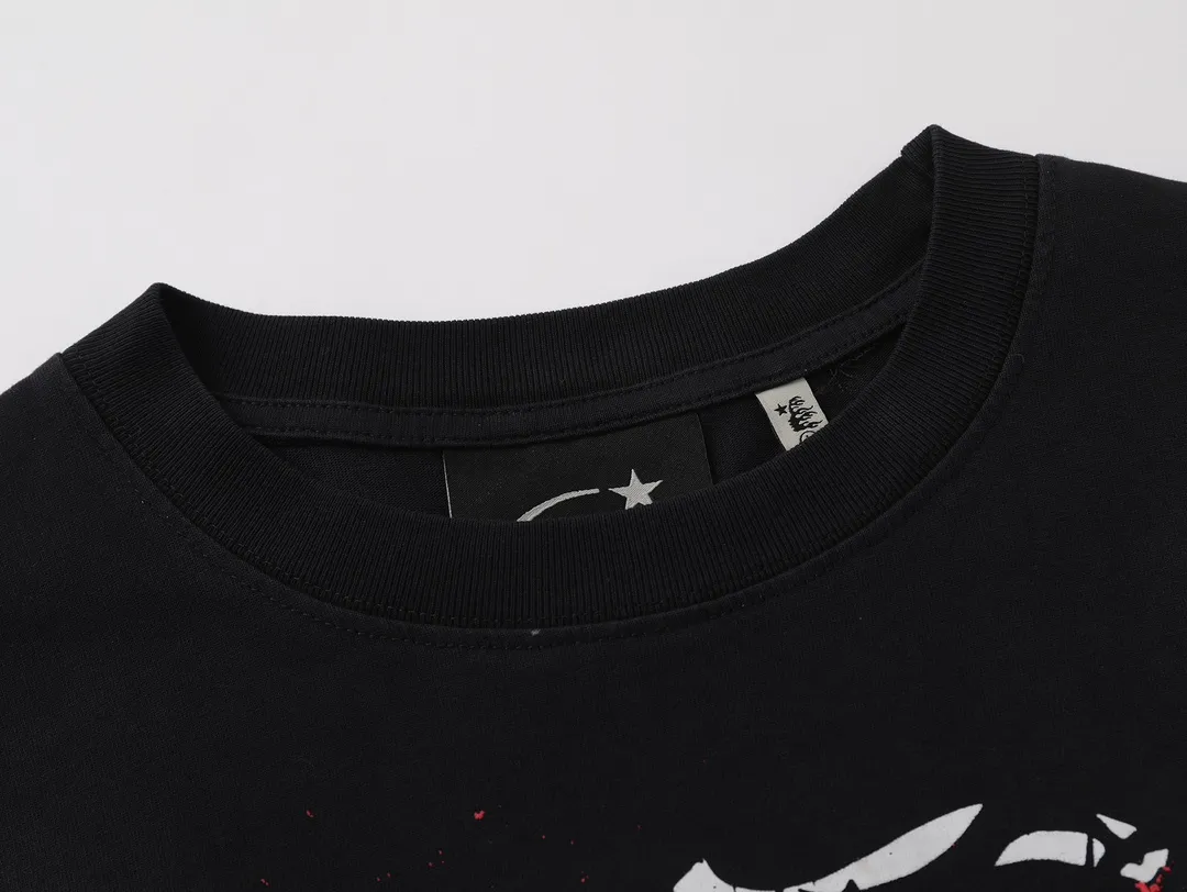 P126 HELLSTAR THORN T-SHIRT short-sleeved T-shirt, the new hot beauty trend Hellstar!  Standard beauty and trendy workmanship, original customization (fabric, pattern, printing, hang tag, main mark, etc.), exaggerated style, explosive style, dare to break through tradition, bring adventurous new fashion experience!   YoungBoy, the most popular rapper in the youth circle, has shot a lot of models for him, and celebrities such as Dababy and Swae Lee frequently get dressed!  color: black Size: S, M, L, XL