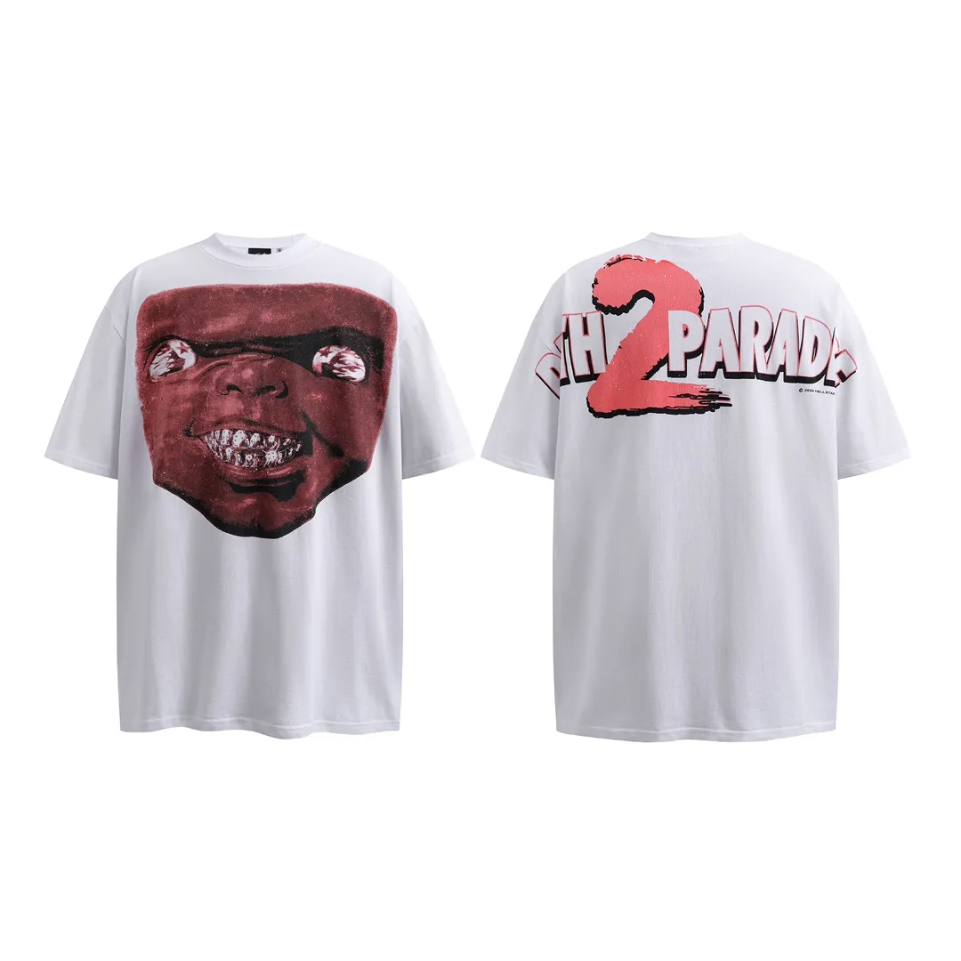 P134 HELLSTAR CHUCKY T SHIRT HALLOWEEN Washed and ripped high-quality pure cotton T-shirt short-sleeve. The new hot beauty trend Hellstar!  Standard beauty and trendy workmanship, original customization (fabric, pattern, printing, hang tag, main mark, etc.), exaggerated style, explosive style, dare to break through tradition, bring adventurous new fashion experience!   YoungBoy, the most popular rapper in the youth circle, has shot a lot of models for him, and celebrities such as Dababy and Swae Lee frequently get dressed!  color: white Size: S, M, L, XL
