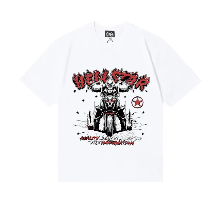 6768# P116 Hellstar American fashion high street pure cotton loose short-sleeved T-shirt Color: White Apricot Black Size: S M L XL