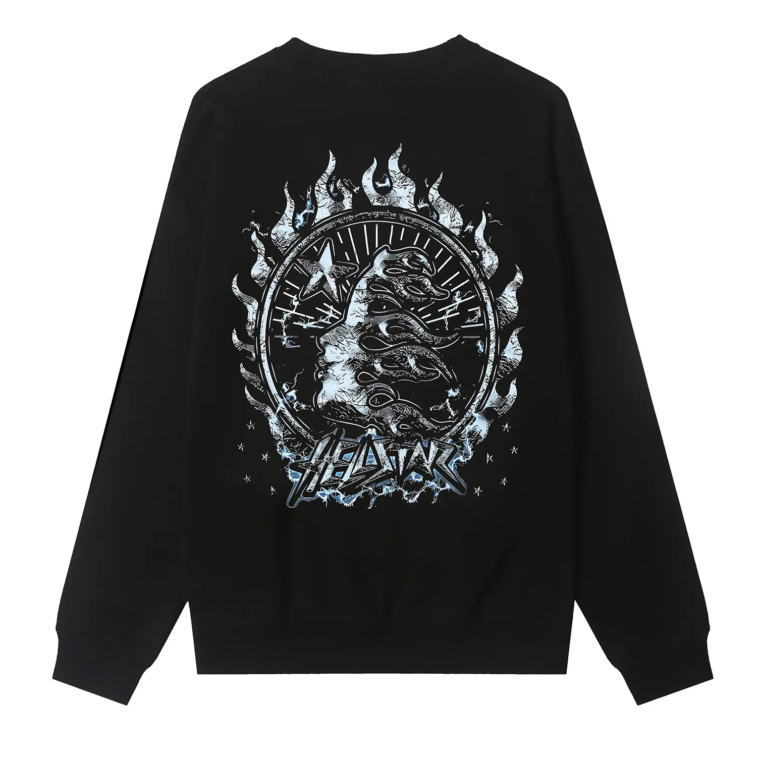 8837# P160 Hellstar high quality Hellstar American trendy printed cotton terry crew neck sweatshirt Color: Black Size: S M L XL