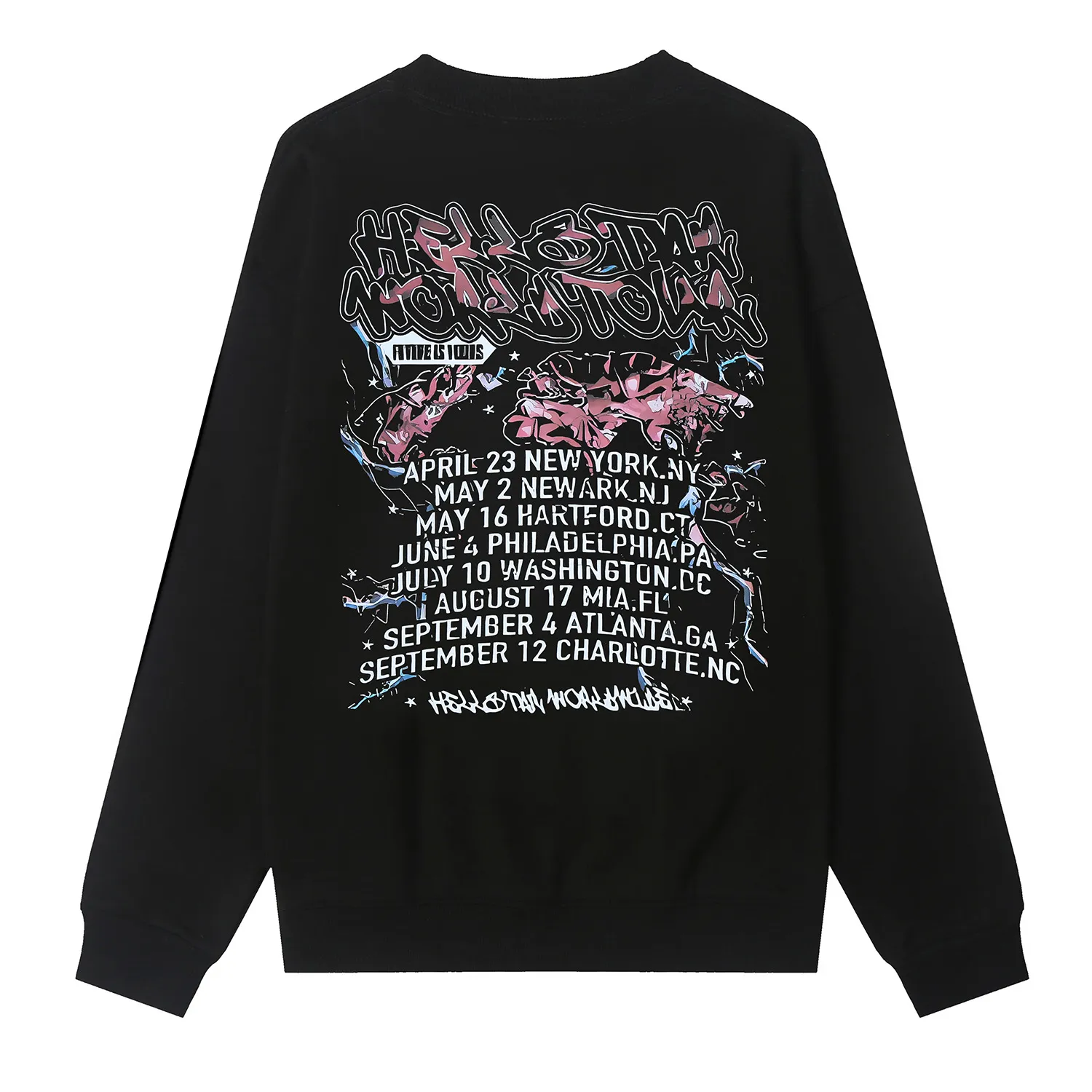 8832# P160 Hellstar high-quality Hellstar American trendy printed cotton terry crew neck sweatshirt Color: White Black Size: S M L XL