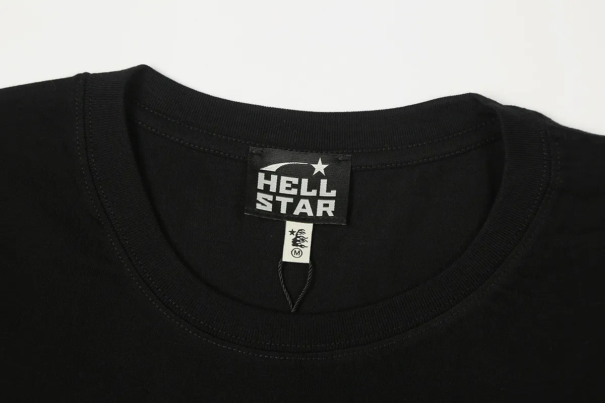 6829# P116 Hellstar American fashion high street pure cotton loose short-sleeved T-shirt Color: Black Size: S M L XL