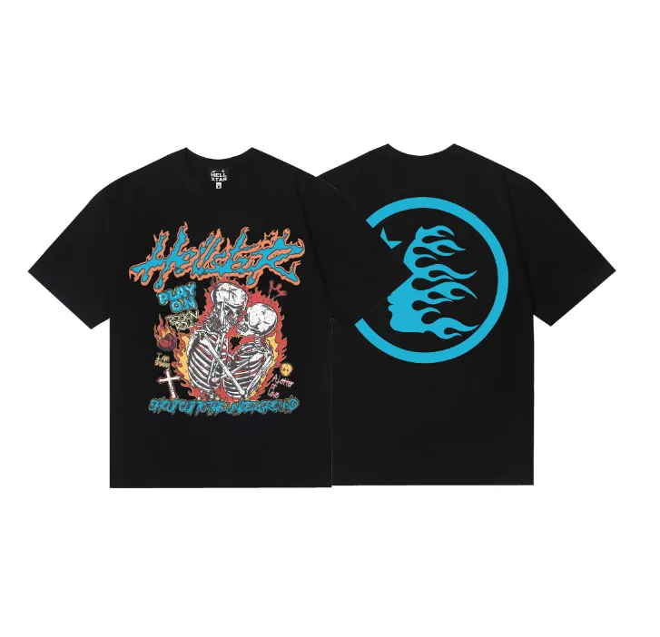 6723# P116 Hellstar American fashion high street pure cotton loose short-sleeved T-shirt Color: Black Size: S M L XL