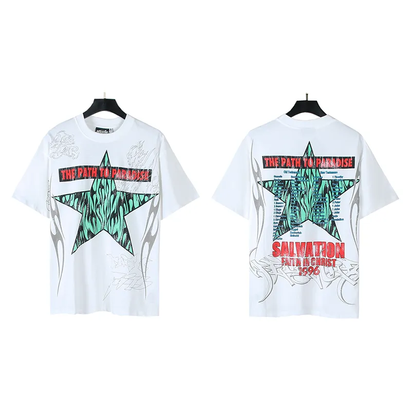 P110 5610# Real shot Hellstar Meichao high street pure cotton loose short-sleeved T-shirt Fabric: 240g 32 count fine cotton double yarn pure cotton Color: White Size: S M L XL